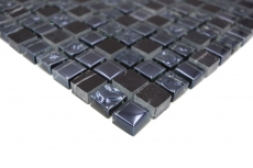 Muestra de mano azulejo mosaico Azulejo backsplash Gris translúcido negro Mosaico de vidrio Piedra de cristal gris negro MOS92-0302_m