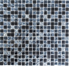 Muestra de mano azulejo mosaico Azulejo backsplash Gris translúcido negro Mosaico de vidrio Piedra de cristal gris negro MOS92-0302_m