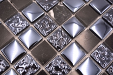 Muestra de mano mosaico azulejo Gris translúcido negro Mosaico de vidrio Piedra de cristal gris negro MOS82-0208_m