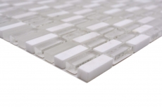 Muestra de mano mosaico azulejo azulejo backsplash blanco translúcido varillas mosaico de vidrio Cristal piedra blanco blanco mate MOS87-1401_m