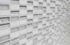Muestra de mano mosaico azulejo azulejo backsplash blanco translúcido varillas mosaico de vidrio Cristal piedra blanco blanco mate MOS87-1401_m