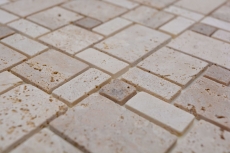 Muestra de mano mosaico azulejo azulejo backsplash autoadhesivo travertino piedra natural beige combinación travertino beige MOS200-4CM14_m