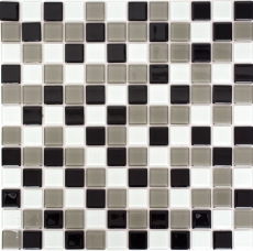 Muestra de mano mosaico azulejo Azulejo backsplash autoadhesivo Translúcido marrón negro blanco Mosaico de vidrio Cristal marrón negro blanco MOS200-4CM30_m