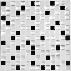Muestras de mano mosaico azulejo azulejo backsplash vinilo autoadhesivo papel de vinilo plata negro blanco vinilo cuadrados negro y blanco aceros 4-pack MOSVinyl-24082_m
