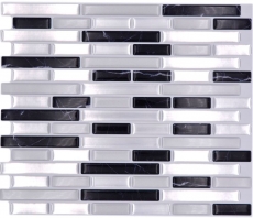 Muestras de mano mosaico azulejo azulejo backsplash vinilo autoadhesivo lámina vinilo plata negro Midnight Marble Dream 4-pack MOSVinyl-24050_m