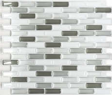 Muestras de mano mosaico azulejo azulejo backsplash vinilo autoadhesivo papel de aluminio vinilo plata blanco vinilo gris plata oblonga 4-pack MOSVinyl-24086_m