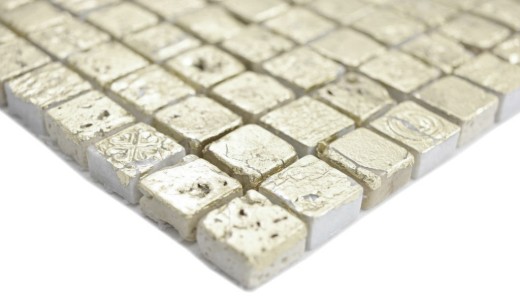 Muestra de mano mosaico piedra resina oro pared azulejo backsplash cocina baño MOS88-0707_m