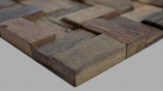 Muestra de mano parquet mosaico de madera bota OLD Madera Madera FSC mosaico azulejo pared azulejo backsplash cocina baño MOS160-25_m