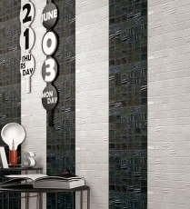 Muestra de mano mosaico de cerámica Kanaan negro mosaico azulejo pared azulejo backsplash cocina baño MOS14-0003_m
