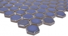 Muestra de mano cerámica mosaico hexágono azul cobalto brillante mosaico azulejo pared azulejo backsplash cocina baño MOS11H-0444_m