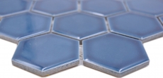 Muestra de mano cerámica mosaico hexágono azul verde brillante mosaico azulejo pared azulejo backsplash cocina baño MOS11H-0504_m