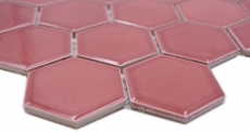 Muestra de mano cerámica mosaico hexágono frontera rojo brillante mosaico azulejo pared azulejo backsplash cocina baño MOS11H-0901_m