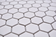 Muestra de mano cerámica mosaico hexágono blanco R10B plato de ducha azulejo suelo mosaico azulejo cocina baño MOS11H-0101-R10_m