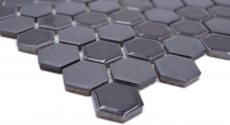 Muestra de mano cerámica mosaico hexágono negro brillante R10B plato de ducha azulejo suelo mosaico azulejo cocina baño MOS11H-0301-R10_m