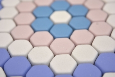 Muestra de mano GLASS mosaico Hexágono Roma azul rosa blanco mate mosaico azulejo pared azulejo backsplash cocina baño MOS140-ROHX9_m
