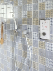 Retro vintage mosaico azulejo backsplash cocina backsplash blanco azul naranja gris MOS22B-1404_f | 10 esteras de mosaico