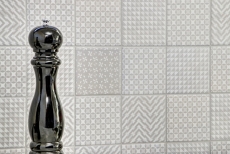 Retro vintage mosaico de azulejos backsplash pared de la cocina blanco Geo Blanco MOS22B-1401_f | 10 esteras de mosaico