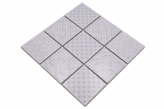 Retro vintage mosaico de azulejos backsplash pared de la cocina blanco Geo Blanco MOS22B-1401_f | 10 esteras de mosaico