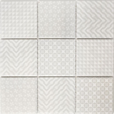 Retro vintage de cerámica gris Geo Grey MOS22B-1402_f | 10 esteras de mosaico