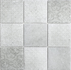 Retro vintage azulejos de mosaico de cerámica gris cocina splashback MOS22-CELLO_f | 10 esteras de mosaico