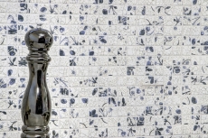 Azulejos de mosaico retro vintage cerámica blanco azul flor cocina splashback MOS18D-1404_f | 10 esteras de mosaico