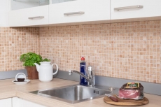 Mosaico de azulejos retro vintage cerámica mosaico beige marrón cocina splashback MOS18D-1412_f | 10 esteras de mosaico