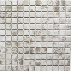 Azulejos de mosaico retro vintage cerámica mosaico gris caqui azulejo backsplash cocina backsplash MOS18D-1402_f | 10 esteras de mosaico