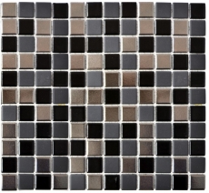 Azulejos de mosaico de cerámica negro plata antracita cromo cocina splashback MOS18-0317_f | 10 esteras de mosaico