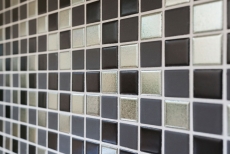 Azulejos de mosaico de cerámica negro plata antracita cromo cocina splashback MOS18-0317_f | 10 esteras de mosaico