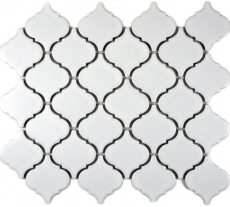 Retro vintage azulejos de mosaico de cerámica florentino blanco mate MOS13-11WM_f | 10 esteras de mosaico