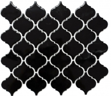 Retro vintage azulejos de mosaico de cerámica florentino negro brillante MOS13-2BG_f | 10 esteras de mosaico