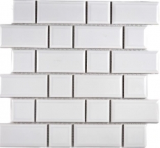 Metro Subway azulejos de mosaico de cerámica blanco backsplash pared de la cocina MOS26WM-0101_f | 10 esteras de mosaico