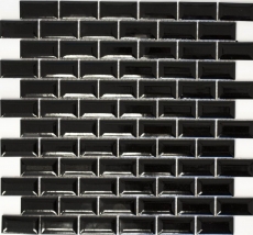 Mini Metro Subway azulejos de mosaico de cerámica negro azulejo backsplash cocina MOS26-0302_f | 10 esteras de mosaico
