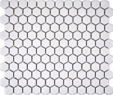 Azulejos de mosaico de cerámica hexágono blanco brillante azulejo backsplash cocina MOS11A-0102_f | 10 esteras de mosaico