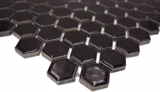 Azulejos de mosaico de cerámica hexágono negro brillante azulejos de la pared azulejos de baño MOS11A-0302_f | 10 esteras de mosaico