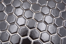 Azulejos de mosaico de cerámica hexágono negro mate ducha salpicaduras azulejo backsplash MOS11A-0311_f | 10 esteras de mosaico