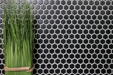 Azulejos de mosaico de cerámica hexágono negro mate ducha salpicaduras azulejo backsplash MOS11A-0311_f | 10 esteras de mosaico