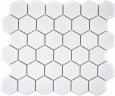 Azulejos de mosaico de cerámica hexágono blanco brillante cocina splashback MOS11B-0102_f | 10 esteras de mosaico