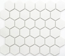 Azulejos de mosaico de cerámica hexágono blanco mate azulejos de la pared azulejos de baño MOS11B-0111_f | 10 esteras de mosaico