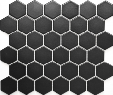 Azulejos de mosaico de cerámica hexágono negro mate azulejo backsplash cocina splashback MOS11B-0311_f | 10 esteras de mosaico