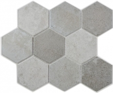 Azulejos de mosaico de cerámica gris hexágono cemento azulejo de la cocina WC azulejo del baño MOS11F-0204_f | 10 esteras de mosaico