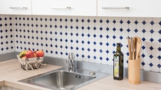Azulejos de mosaico de cerámica azul octágono blanco mate azul brillante cocina splashback MOS13-OctaG464_f | 10 esteras de mosaico