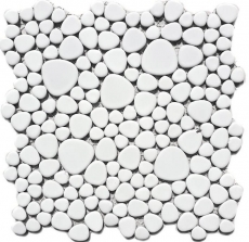 Pebble mosaico Pebbles cerámica blanca brillante plato de ducha azulejo backsplash MOS12-0102_f | 10 esteras de mosaico
