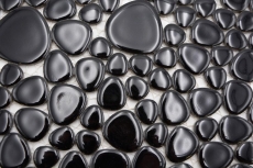 Pebble mosaico Pebbles cerámica manchas negras plato de ducha azulejo backsplash MOS12-0302_f | 10 esteras de mosaico