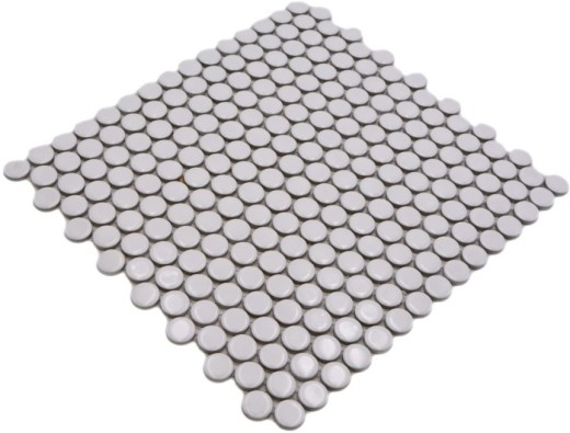 Botón de mosaico LOOP redondo mosaico blanco brillante pared cocina ducha BAD MOS10-0102_f | 10 esteras de mosaico