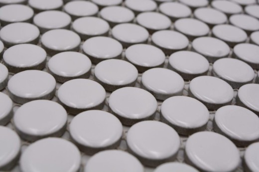 Botón de mosaico LOOP redondo mosaico blanco brillante pared cocina ducha BAD MOS10-0102_f | 10 esteras de mosaico