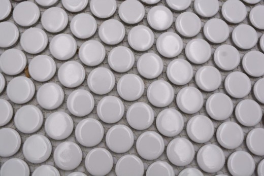 Botón de mosaico LOOP redondo mosaico blanco brillante pared cocina ducha BAD MOS10-0102_f | 10 esteras de mosaico