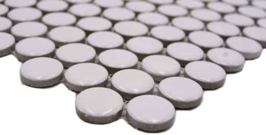 Botón de mosaico LOOP redondo mosaico blanco brillante pared cocina ducha BAD MOS10-0102_f | 10 esteras de mosaico