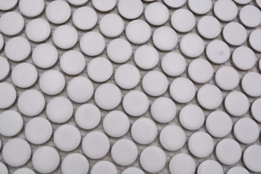 Botón de mosaico LOOP redondo mosaico blanco mate pared cocina ducha BAD MOS10-0111_f | 10 esteras de mosaico
