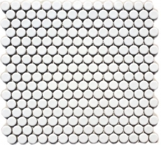 Botón de mosaico LOOP redondo mosaico blanco mate pared cocina ducha BAD MOS10-0111_f | 10 esteras de mosaico